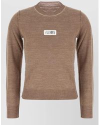 MM6 by Maison Margiela - Virgin Wool Blend Crew Neck Sweater - Lyst