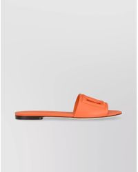 Dolce & Gabbana - Logo Leather Flat Sandals With Almond Toe - Lyst