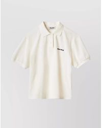Miu Miu - Short Sleeve Polo Shirt With Collar Design - Lyst