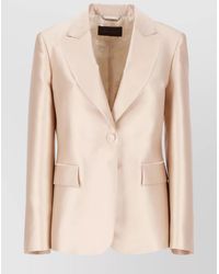 Alberta Ferretti - Peak Lapel Collar Jacket With Satin Finish - Lyst