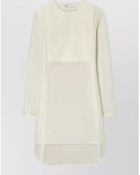Tory Burch - Linen Silk Pleated Panel Long Sleeve Tunic Dress - Lyst