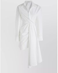 Off-White c/o Virgil Abloh - Cotton Asymmetric Draped Mini Shirt Dress - Lyst