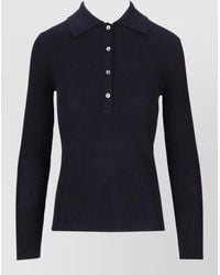 P.A.R.O.S.H. - Collared Rib Knit Long Sleeve Top - Lyst