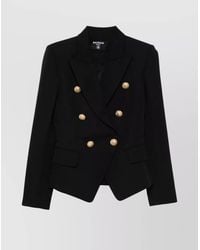 Balmain - Virgin Wool Cropped Double-Breasted Fitted Jacket - Lyst