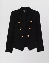 Balmain - Virgin Wool Cropped Double-Breasted Fitted Jacket - Lyst