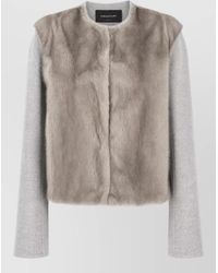 Fabiana Filippi - Faux Fur Coat Long Sleeves Open Front - Lyst