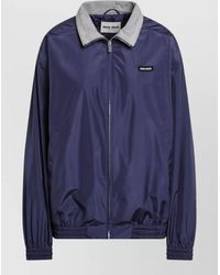 Miu Miu - Jacket Contrast Collar Elastic Cuffs Pockets - Lyst