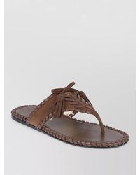 Prada - Suede Thong Sandals Braided Tassel Detail - Lyst