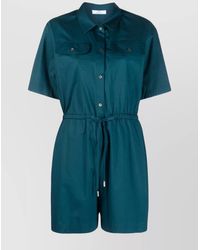 Paul Smith - Short Sleeve Cotton Playsuit With Drawstring Waist - Lyst