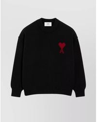 Ami Paris - Wool Logo-Intarsia Crewneck Sweater - Lyst