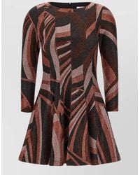 PUCCI - Printed Boat Neck 3/4 Sleeve Mini Dress - Lyst