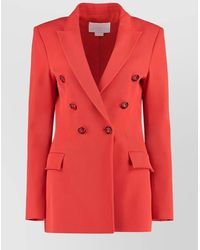 Genny - Wool Blazer With Double-Breasted Button Detailing - Lyst