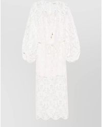Zimmermann - Coco Lace Midi Dress Tie Neckline - Lyst