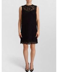 Dolce & Gabbana - Floral Lace Sleeveless Knee-Length Dress - Lyst