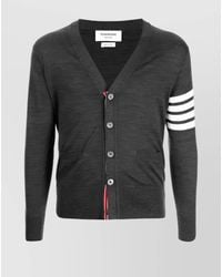 Thom Browne - Fine-Knit Wool Striped V-Neck Cardigan - Lyst