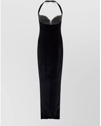 Ludovic de Saint Sernin - Grace Long Dress Velvet Studded Slit - Lyst