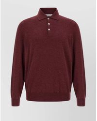 Brunello Cucinelli - Cashmere Polo Shirt With Ribbed Cuffs And Hem - Lyst