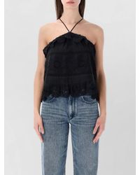 Isabel Marant - Cotton Lace Halterneck Sleeveless Blouse - Lyst
