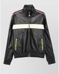CASABLANCA - Leather Striped Zip-Up Jacket - Lyst