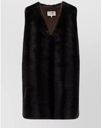MM6 by Maison Margiela - Faux Shearling V-Neck Sleeveless Gown - Lyst