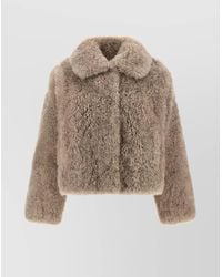 Yves Salomon - Luxurious Faux Fur Long Sleeve Jacket - Lyst