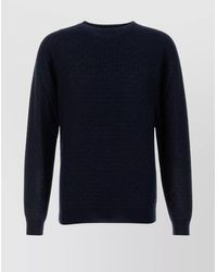 Giorgio Armani - Cashmere Blend Crew Neck Sweater With Textured Pattern - Lyst
