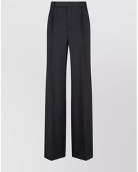 Saint Laurent - Silk Pleated Wide-Leg Trousers - Lyst
