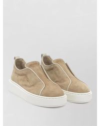 Santoni - Leather Suede Slip-On Sneakers - Lyst
