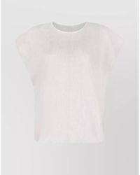 Calvin Klein - Linen Top Cap Sleeves Keyhole Back - Lyst