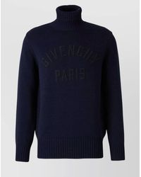 Givenchy - Cotton Ribbed Turtleneck Logo Sweater - Lyst