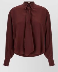 Brunello Cucinelli - Silk Shirt Batwing Sleeves Removable Tie - Lyst