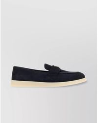 Prada - Suede Loafers With Round Toe And Rubber Sole - Lyst