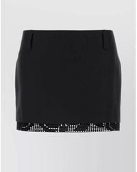 Magda Butrym - Mini Skirt With Belt Loops And Lace Trim - Lyst