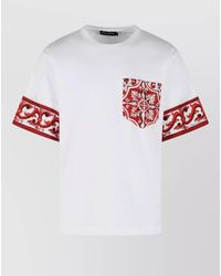 Dolce & Gabbana - Maiolica Cotton Silk T Shirt Chest Pocket - Lyst