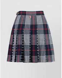 Thom Browne - Cotton Checked Asymmetric Pleated Mini Skirt - Lyst