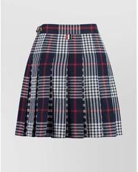 Thom Browne - Cotton Checked Asymmetric Pleated Mini Skirt - Lyst