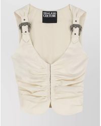 Versace Jeans Couture - Sleeveless Cotton Top Decorative Gathering - Lyst
