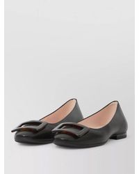 Roger Vivier - Turtle Buckle Leather Almond Toe Ballerinas - Lyst