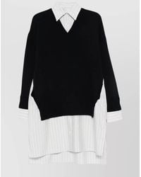 Stella McCartney - Silk Blend V-Neck Long-Sleeve Knee-Length Dress - Lyst