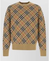 Burberry - Checked Wool-Blend Long-Sleeve Jumper - Lyst