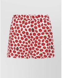 Versace - Silk Strawberry Garden Knee-Length Shorts - Lyst