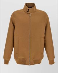 Gucci - Wool Zip Jacket High Collar Ribbed Hem - Lyst