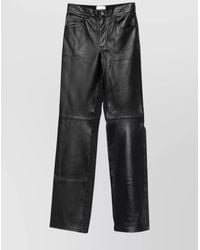 Haikure - Leather Panelled Straight Trousers - Lyst