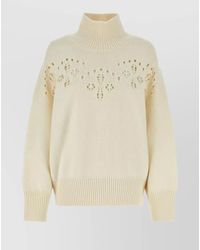 Chloé - Wool Pointelle-Knit Oversized Turtleneck Sweater - Lyst
