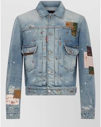 DSquared² - Denim Blazer Button Cuffs Patchwork Paint Splatter - Lyst