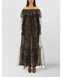 Saint Laurent - Silk Lurex Creponne Dress - Lyst