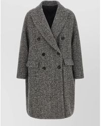 Brunello Cucinelli - Wool And Alpaca Double-Breasted Chevron Coat - Lyst
