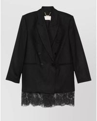Zimmermann - Wool Lace Trim Double-Breasted Blazer - Lyst