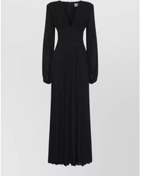 Elisabetta Franchi - Lurex Pleated V-Neck Maxi Dress - Lyst