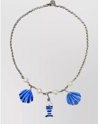 Marni - Chain Necklace Fish Charm Pearls Shells - Lyst